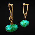 Unique Green Blue Marble Pattern Jewelry Earrings With Gold Twisted Rope Design