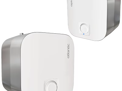 Atlantic Residential Water Heaters In White Stainless Steel With Control Knob Design 3d model