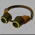 Vintage Style Binoculars with Leather Strap Green Orange Body and Golden Edges