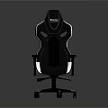 Ergonomic Black White Gaming Chair With Adjustable Armrests And Reclining Backrest