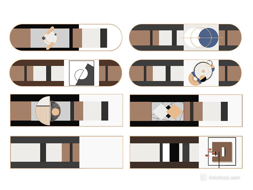 Modern Geometric Wall Art With Abstract Patterns And Brown White Tones 3d model