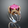 Elegant Silver Ring With Pink Gemstone And Gold Accents For Daily Use