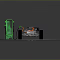 Electric Vehicle Chassis Display Model With Battery Motor Wheels And Green Tech