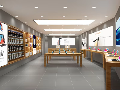 Digital Store Interior With Shelves Display Tables And Various Electronics Products On 3d model