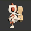 Low Poly Robot Character With White Blue Orange Design For Game And Animation Projects 3d model