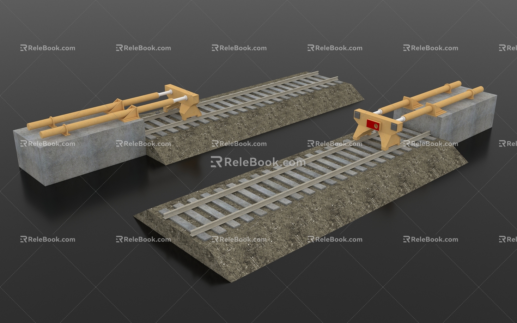 Rail stopper track car stopper rail facilities at the end of the railway train freight car repair workshop repair workshop warehouse hydraulic equipment worker model