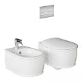 Modern White Ceramic Toilet With Bidet And Wall Mounted Panel Design