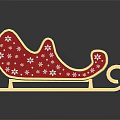Festive Christmas Amusement Sleigh With Red Body White Snowflake Patterns And Golden Decorations