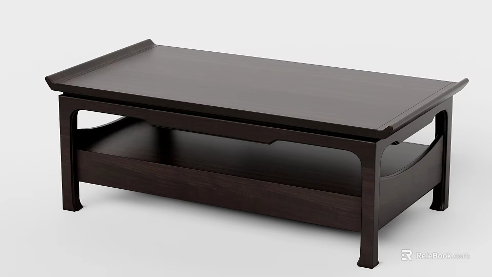 Minimalist Wooden Coffee Table With Rectangular Top And Open Lower Shelf 3d model