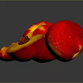 Fresh Juicy Red and Yellow Peaches With Sliced Flesh and Visible Pit