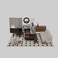 Modern Sofa And Coffee Table Set With Black White Rug Accent Chair And Floor Lamp