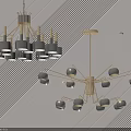 Modern Chandeliers With Multiple Bulbs And Metal Frames For Interior Decoration 3d model