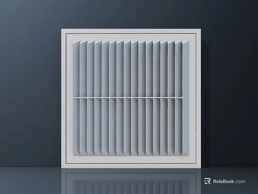 Modern White Square Ventilation Grille With Clean Lines On Dark Wall 3d model