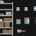 Next Era Paint Bucket Realistic Shelf Paint Bucket Combination High Precision Shelf Combination Broken Paper Box 3d model