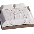 Cozy Double Bed With White Pillows White Quilt And Brown Wooden Frame