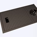 Black Kitchen Sink With Silver Faucet Drainboard And Metal Strainer