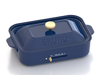 BRUNO Blue Multi Functional Electric Cooker With Square Design Yellow Knob And Lid Handles 3d model