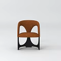 Modern Single Chair With Orange Cushion And Black Curved Frame Design