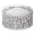 Garden Ornament Wire Mesh Cage Filled With Stones And Central Soil Bed