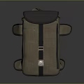 Brown Canvas Backpack with Dark Brown Flap Straps and Metal Buckle Design
