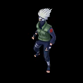Ninja Character In Green Vest Headband And Dark Blue Outfit With Arm Guards