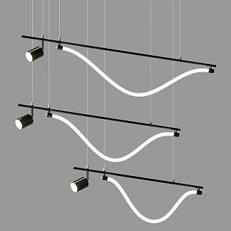 long chandelier line chandelier 3d model