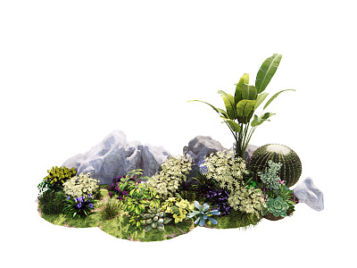 Modern plant rockery shrub green plant flowers cactus ball model