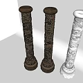 Traditional Carved Stone Pillars with Intricate Dragon Patterns in Classic Architectural Design
