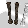 Chinese style pillar carved stone pillar 3d model