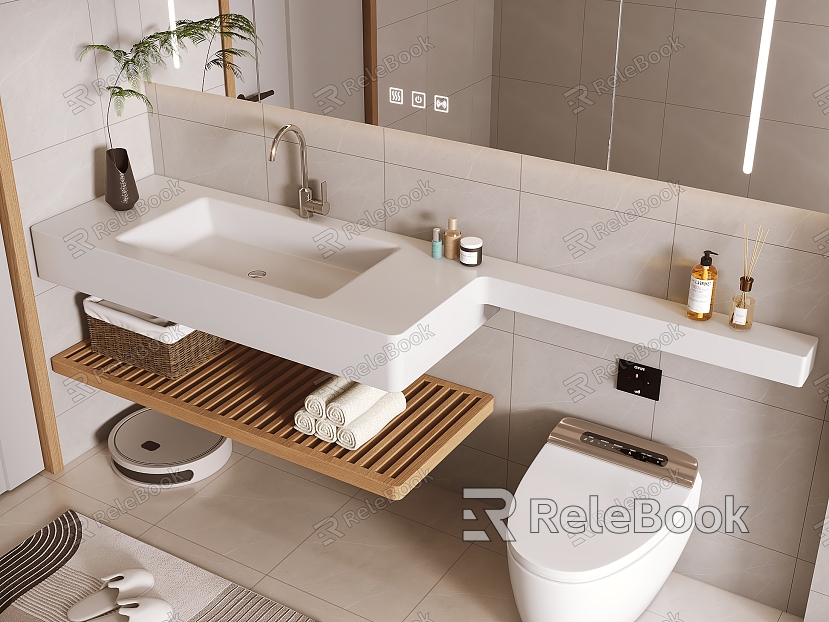 Modern basin integrated wash basin model