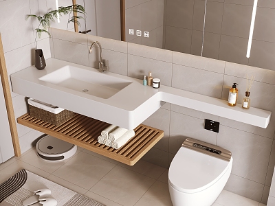 Modern basin integrated wash basin model