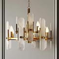 Modern Gold Chandelier With White Glass Shades And Elegant Pendant Lighting Design