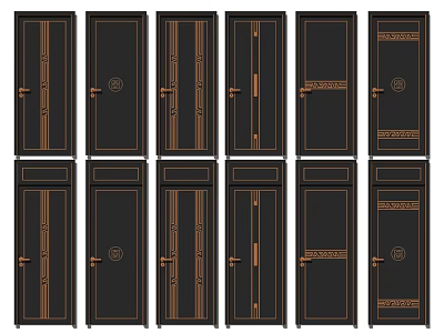 New Chinese Style Flat Door Single Door 3d model