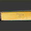 Vintage Book With Green Cover Yellow Illustration And Yellow Spine On Dark Background