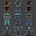 Multiple Intelligent Robots With Diverse Color Schemes And Distinctive Mechanical Designs