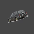 Old Black Station Wagon Covered With Snow On Winter Day 3d model