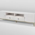 Sleek Modern White TV Stand With Gold Legs Drawers And Storage Cabinets