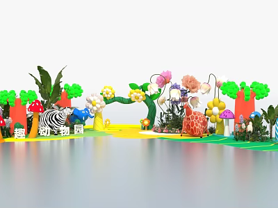 Vibrant Underwater Animal Park With Colorful Sculptures Plants And Yellow Pathway 3d model