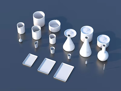 Modern White Household Items With Various Shapes And Sizes For Home Use 3d model
