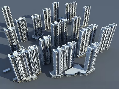 Modern High Rise Residential Buildings With Multiple Towers And Contemporary Design 3d model