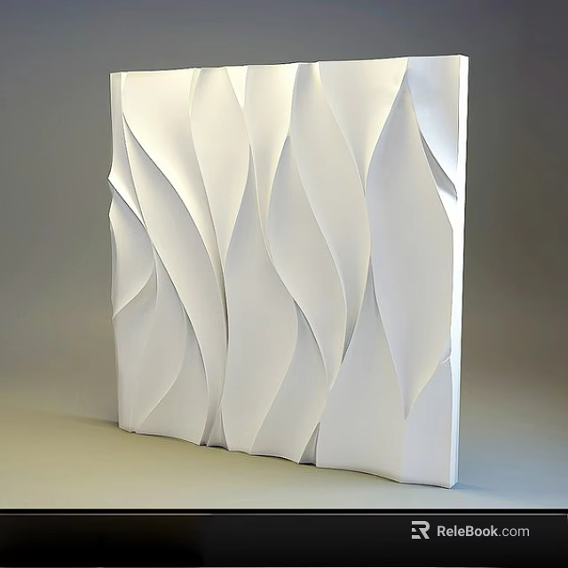 White Wavy 3D Wall Panel Design With Artistic Texture For Modern Interior 3d model 