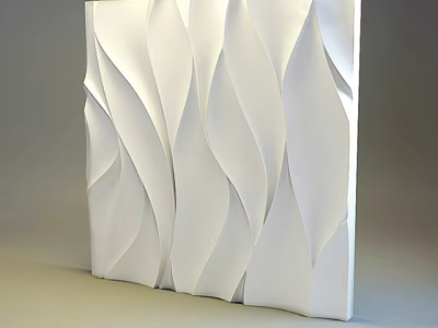 White Wavy 3D Wall Panel Design With Artistic Texture For Modern Interior 3d model