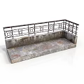 Stone Garden Bench With Ornate Metal Railings And Decorative Design