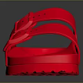 Red Casual Slippers With Double Straps And Thick Sole For Home Use