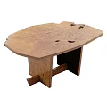Natural Solid Wood Dining Table With Irregular Shape And Live Edge Natural Grain Design