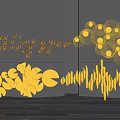 Gold Modern Wall Decor With Geometric Shapes And Artistic 3D Design On Dark Wall