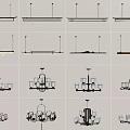 Various Modern Chandelier Designs with Different Shapes and Metal Frames 3d model