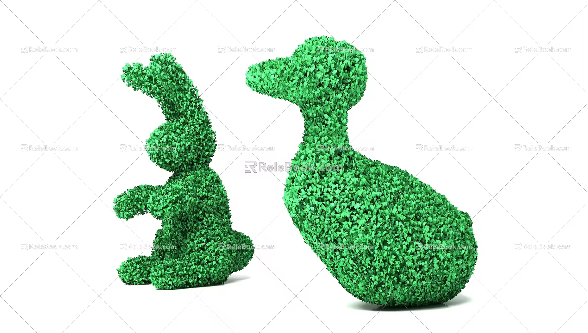Modern grass carving rabbit duck plant 3d model