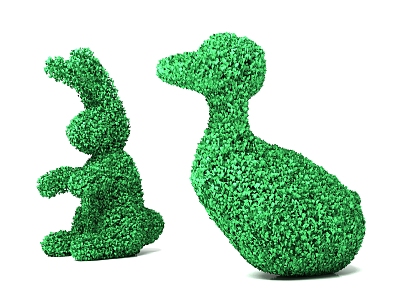 Modern grass carving rabbit duck plant model