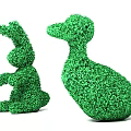 Modern grass carving rabbit duck plant 3d model